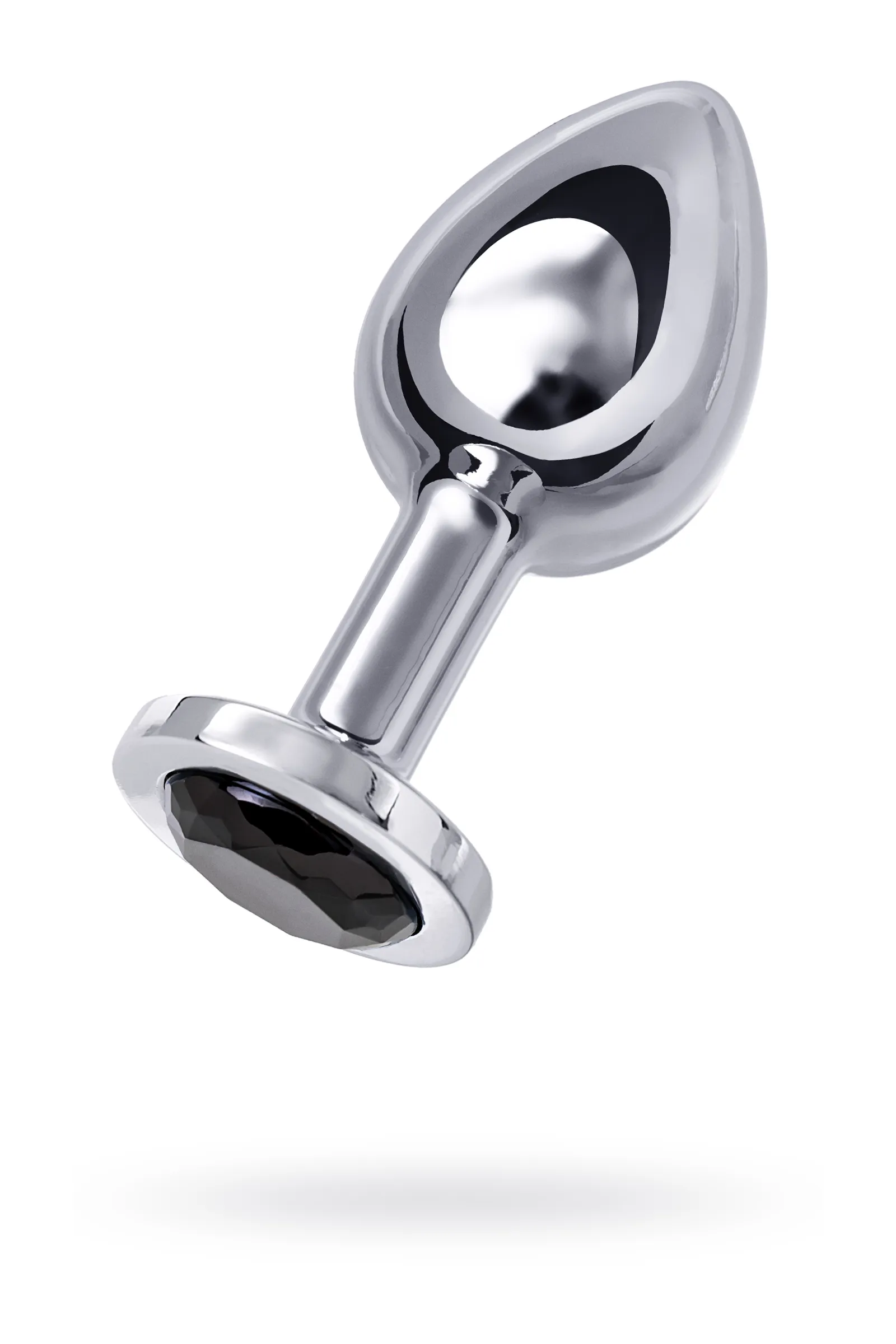 Анальная втулка TOYFA Metall, металл, серебристая, с черным кристаллом, 8,5 см, Ø 4 см, 360 г