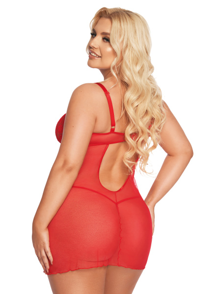 Комбинация и стринги SoftLine Collection Aldona, красные, XXL