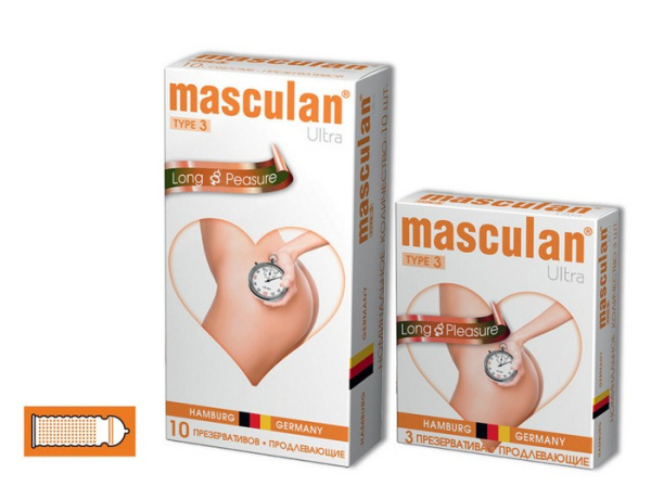 Презервативы Masculan Ultra 3,№10,кольца и пупырышки с анестетиком (Long Pleasure)