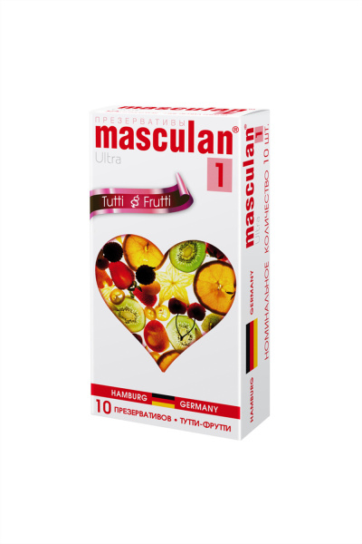 Презервативы Masculan, ultra 1, тутти-фрутти, 19 см, 5,3 см, 10 шт.