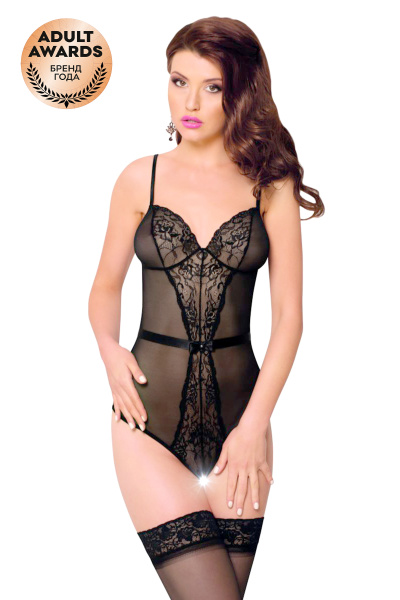 Боди с интимным вырезом SOFTLINE COLLECTION LINDA, черное, M/L