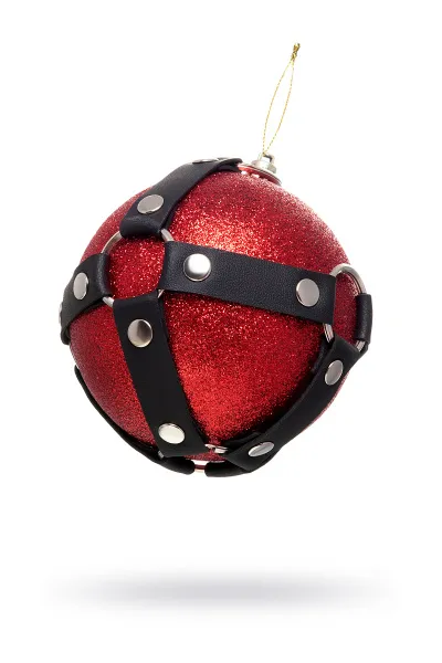 Новогодний шар с клепками Pecado BDSM, красный, 10 см