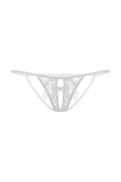 Стринги открытые кружевные, S/L, белые