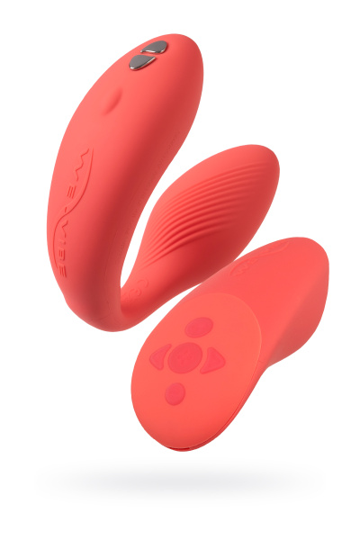 Вибратор для пар WE-VIBE Chorus коралловый,силикон,7,8 см.