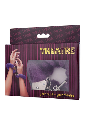 Наручники с мехом,TOYFA Theatre фиолетовый, 28 см, Ø 6
